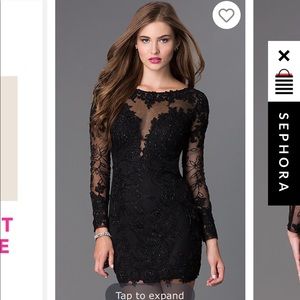 Black Lace Longsleeve short tight dress